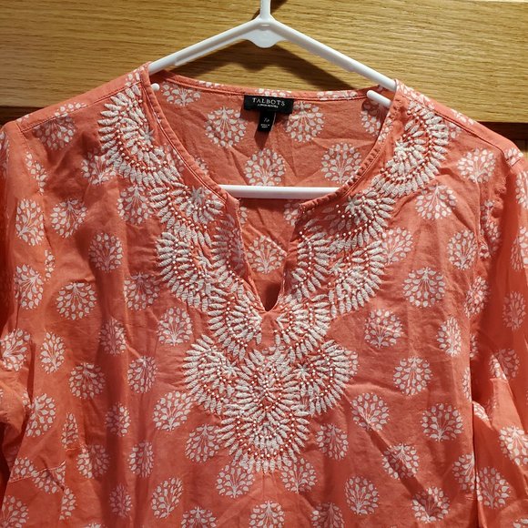 Talbots 100% Cotton Petite Beaded Tunic Size XP - Picture 3 of 8